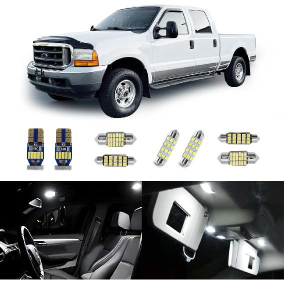 

14 pcs F250 F350 White Interior LED Lights Replacement Bulbs for 1999-2016 Ford F-250 F-350 Super Duty 6000K Interior LED Lighting Package, Map