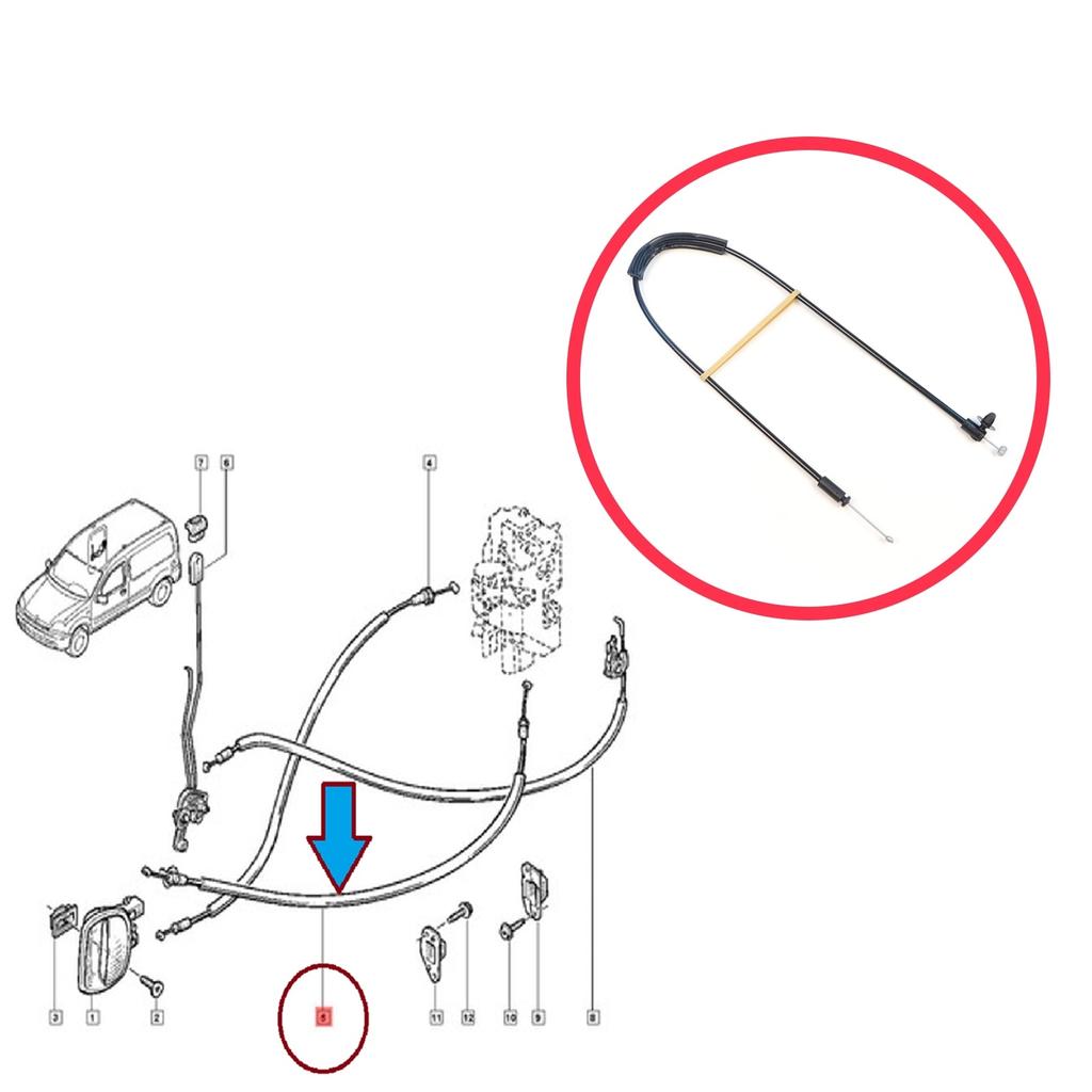 BDP1602 Side Sliding Door Lock Release Cable for Renault Kangoo MK1 KC Express FC Nissan Kubistar X76 8200182961