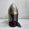 Viking Combat Helmet with Brass Inlay and Chainmail  Reenactment Grade