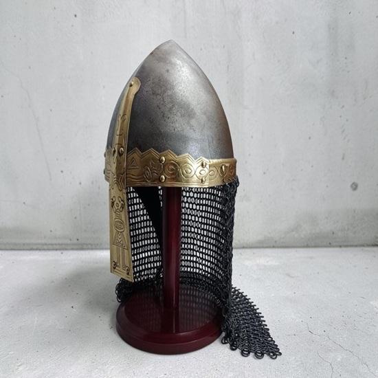 Viking Combat Helmet with Brass Inlay and Chainmail  Reenactment Grade