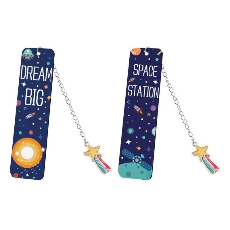 2x Metalowe Zakładki do Książek Zakładka z Astronautą Motyw Gwieździstego Nieba Zakładka do Strony Książki Artykuły Szkolne Biurowe dla Uczniów Nauczyciela