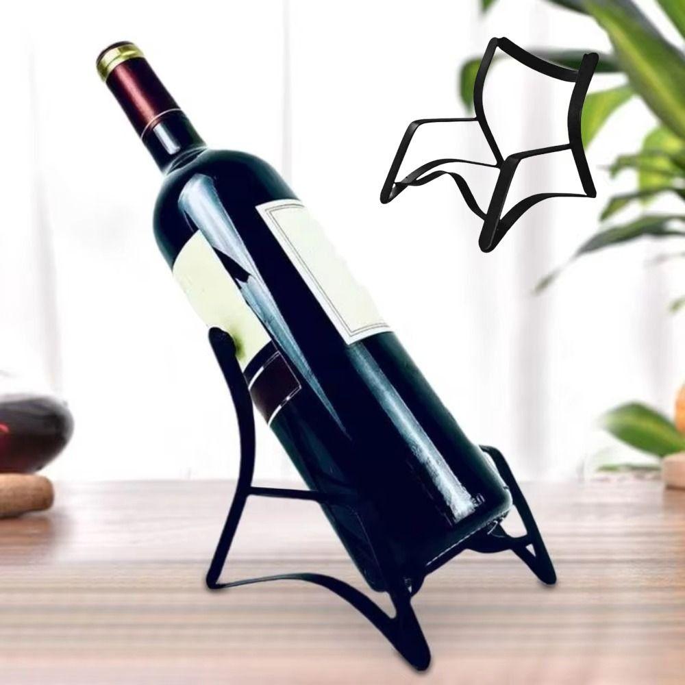 Simple Style Chair Shape Wine Rack Wrought Iron Creative Wine Bottle Holder Ornament Strong Load-Bearing Champagne Stand