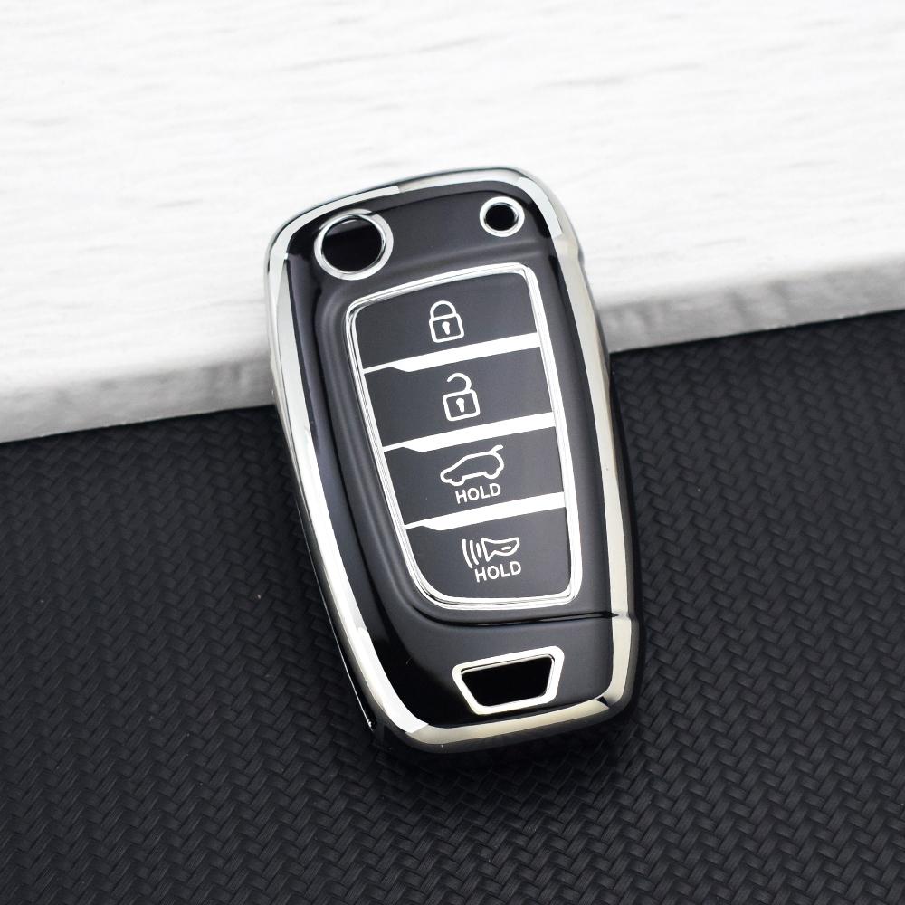 3/4 Button TPU Car Flip Key Case Cover Fob for Hyundai Elantra Tucson KONA I30 Santa Fe Solaris Genesis Azera I40 I35 Key Chains