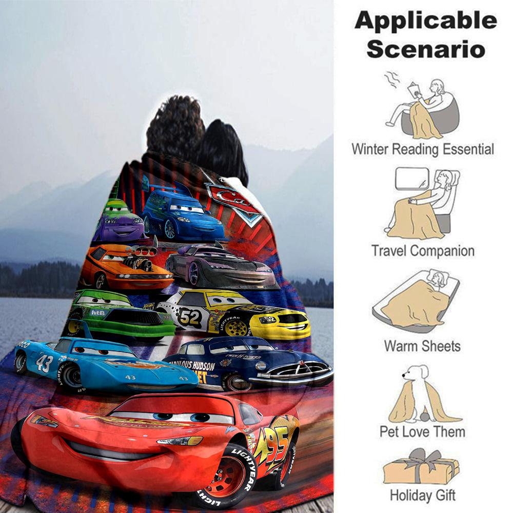 Cars Movie Characters Poster Flannel Blanket Super Soft Warm Cozy Blanket For Sofa Bed Office Travel Allseason Home Decor Gift