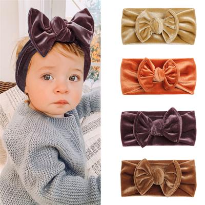 Baby Girls Bows Headbands Soft Velets Hairbands Ribbon Bow Elastic Hair Accessories Elastic Turban Headwear