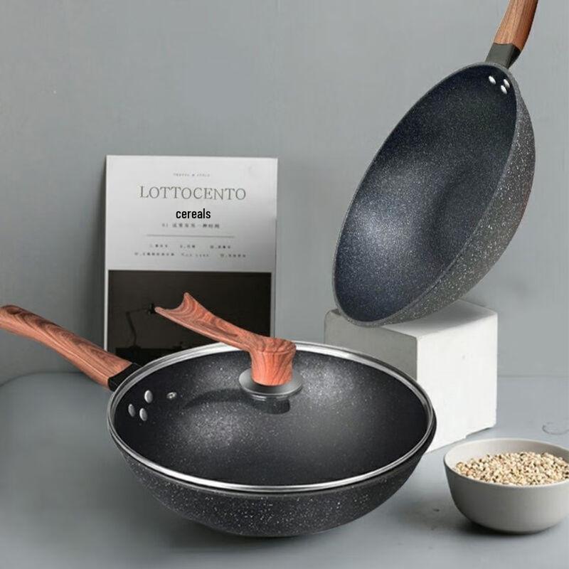 Kangshida 34cm Maifan Stone Non-Stick Wok Set