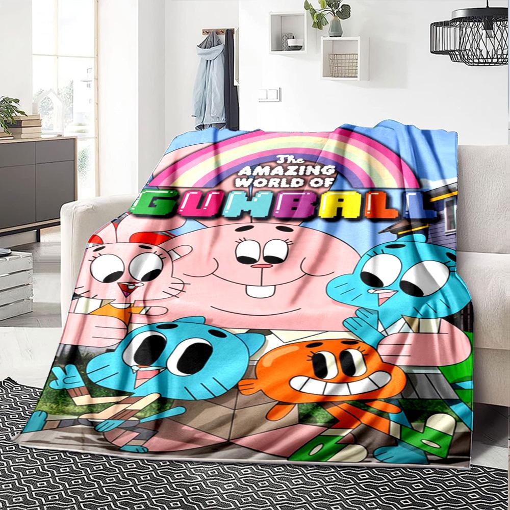 The Amazing World of Gumball Print Flannel Blanket High Quality Warm Comfortable Cover for All Seasons Perfect for Gifts Home Deco