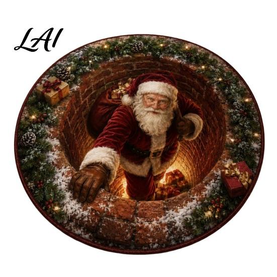 Christmas Gift for Family 3D Rug Optical Illusion Area Floor Mat Santa Claus Reindeer Bedroom Tree Pad Nutcracker Decorative Welcome Doormat Living
