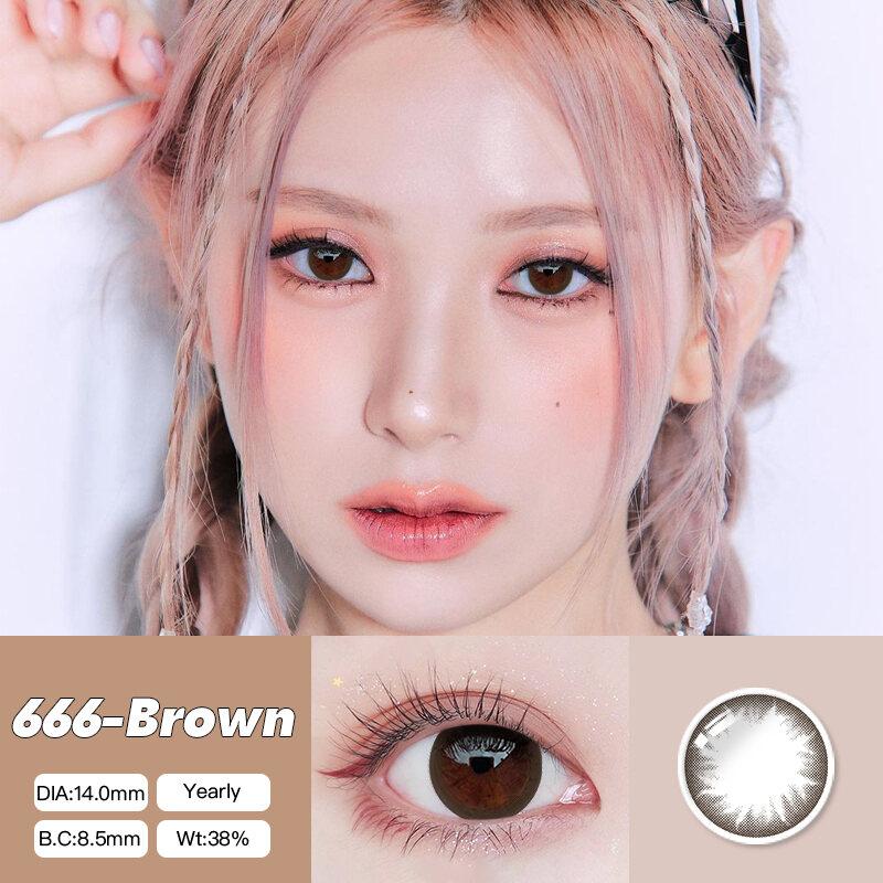 Mrs.H Hot Sale Power Natural Big Eyes Colored Grey Brownsoft Contact Lens Yearly 14.0mm —14.2mm Lenses