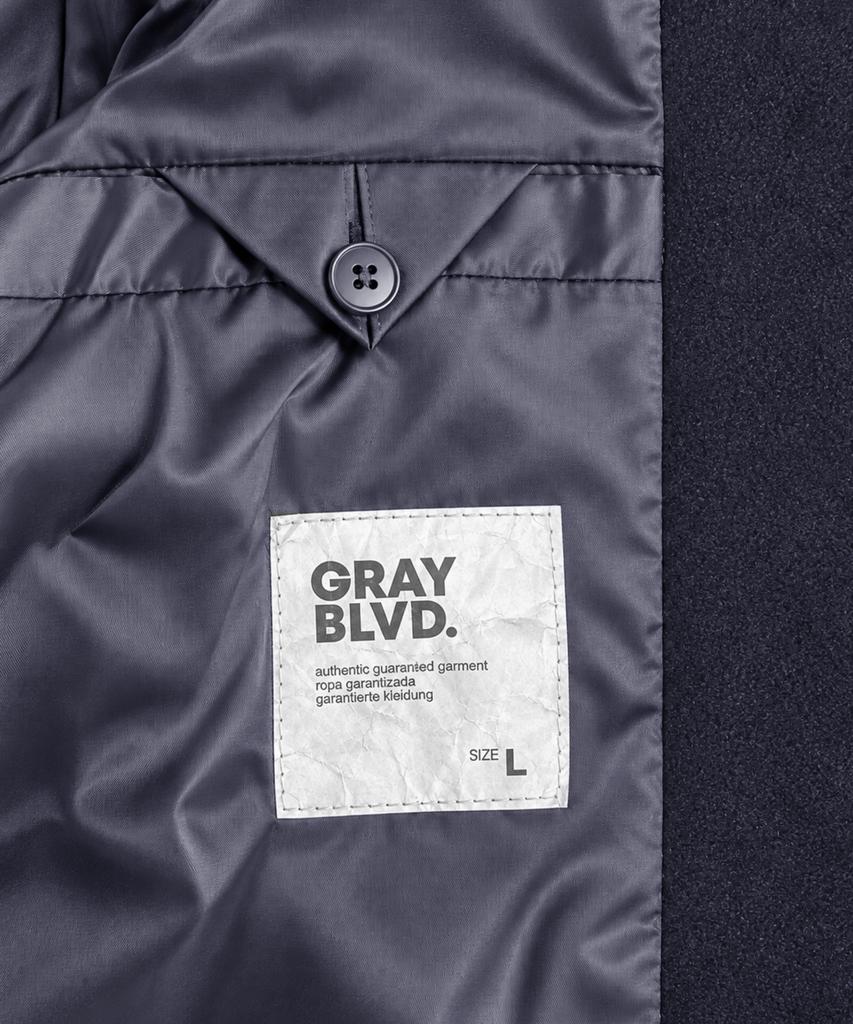 GRAYBLVD Lowell Woolblend Single Long Coat (Navy)