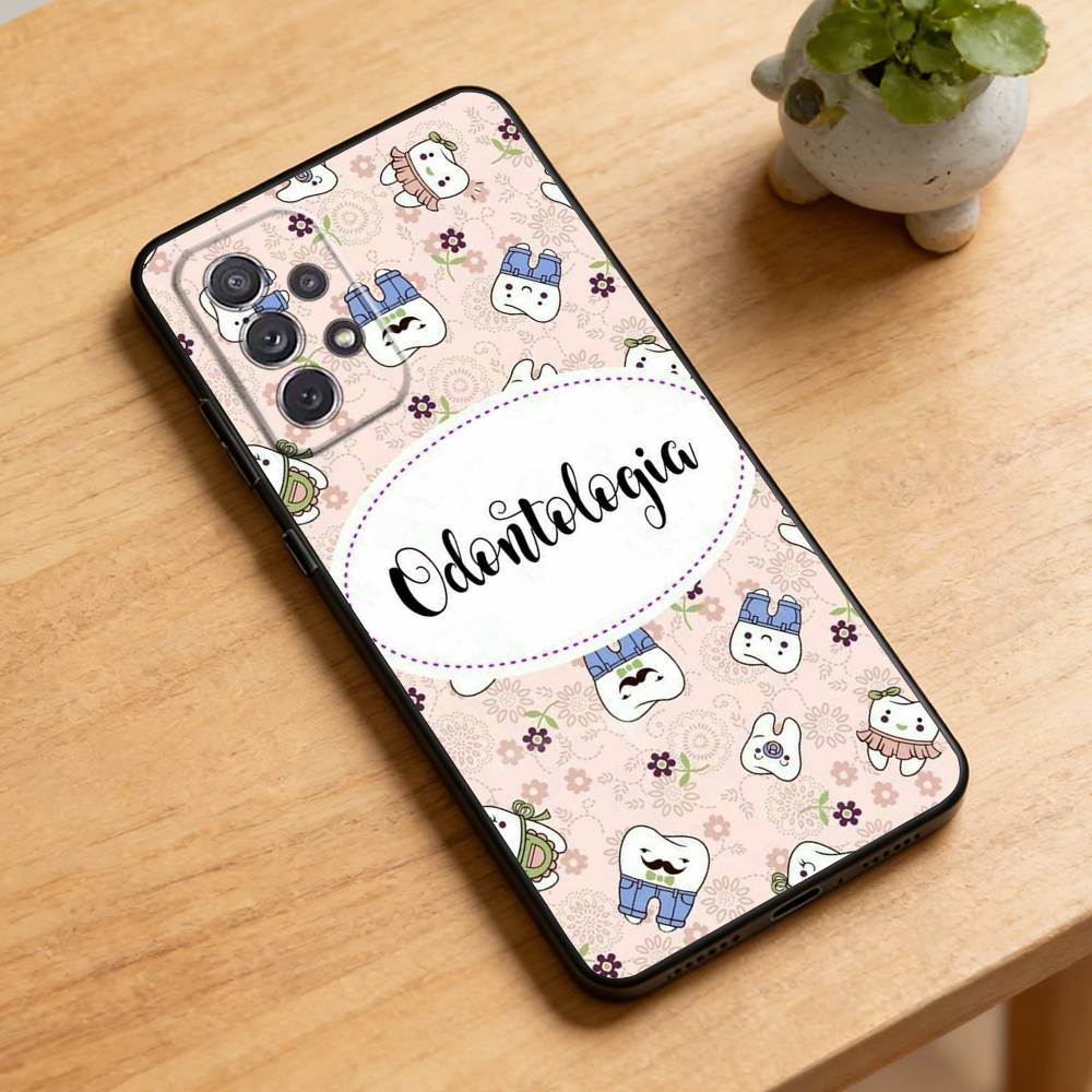 Cartoon Teeth Dentist  Phone Case For Samsung Galaxy A73,A72,A71,A70,A52,A51 Others Soft Black Cover Samsung a72