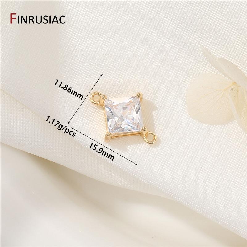 

14K Gold Plated Brass Geometric Cubic Zirconia Pendant For Jewelry Making Supplies Trendy Gem Charms DIY Necklace Accessories 1 piece