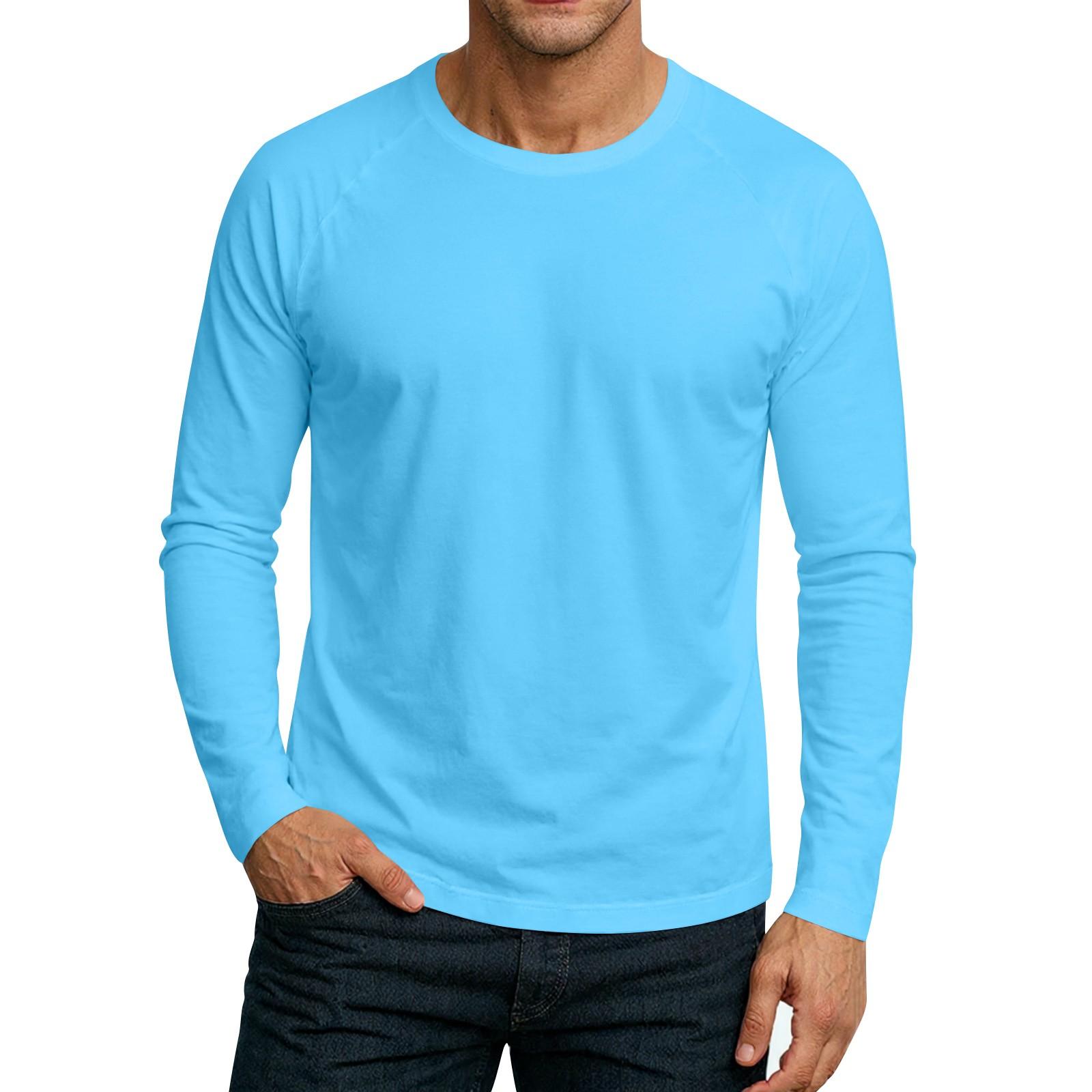 

Мужской топ-футболка с круглым вырезом и длинным рукавом XL небесно-голубой