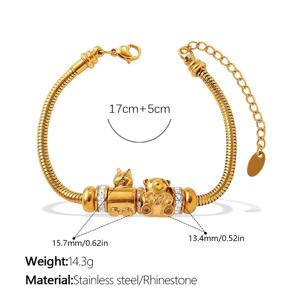 European and American retro style DIY crown love pendant bracelet stainless steel plated 18K gold bracelet