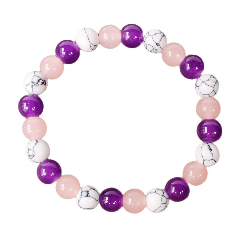 Purple Amethyst Rose Quartz White Howlite Beaded Bracelet Sweet Fashion Jewelry For Women Daily Wear Gift