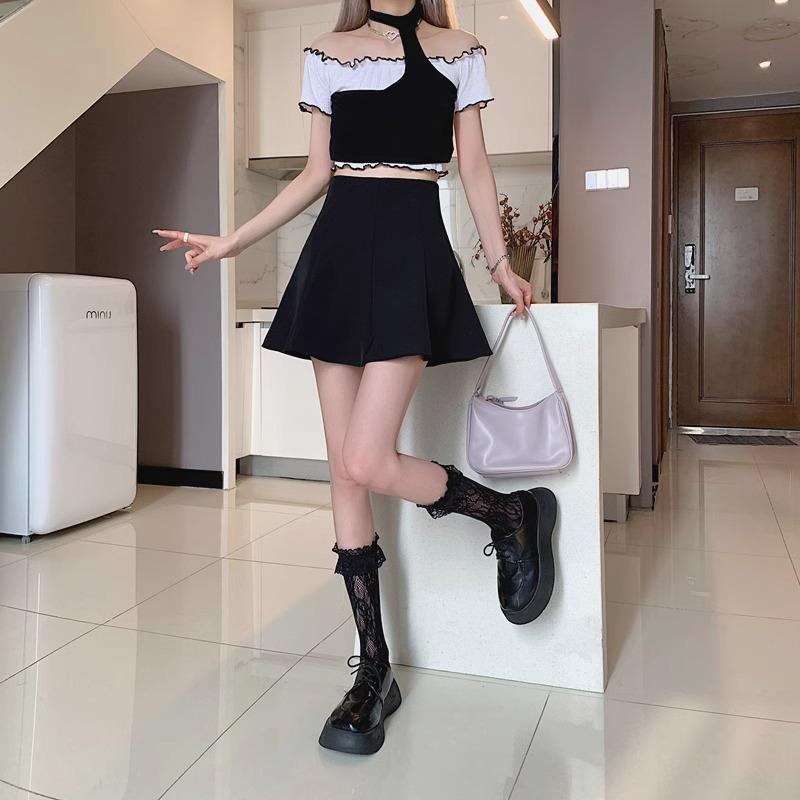2026 A-Line High-Waisted Mini Skirt - Slimming, Fluffy Hem, Waist-Cinched Women's Spring/Summer Skirt Set