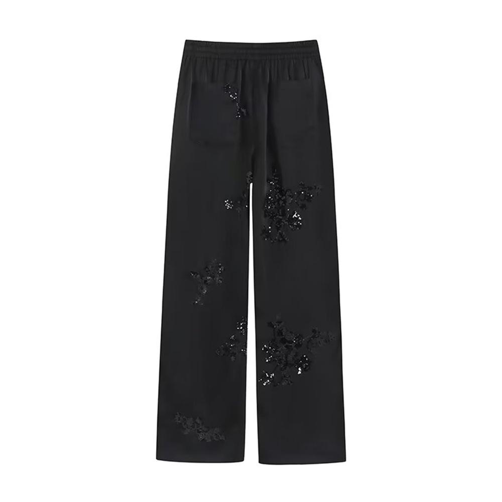 Spring Summer Women's Wear European and American Heavy Industry Embroidered Shirt and Pant Set