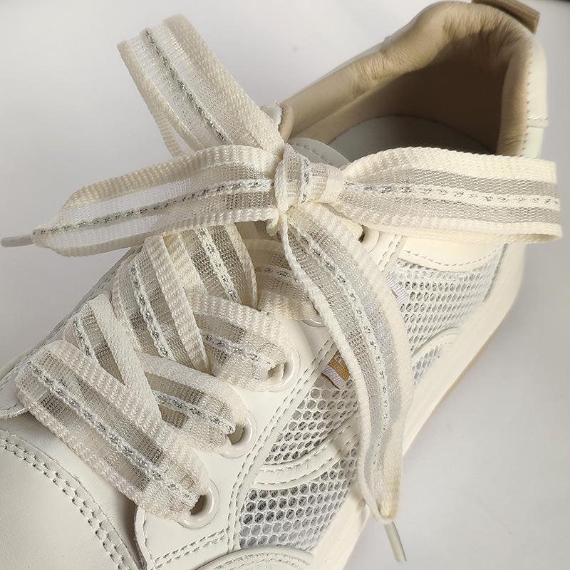 2Cm Bow Wide Flat Shoelaces Fish Silk Transparent Striped Shoelaces Sneaker Black Sport Training Shoes Casual Shoes Laces