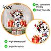 Waterproof PVC Window Decorations Christmas Spotted Puppy/Penguin Static Sticker, Cute Watercolor Animal Glass Stickers with Colorful Lights