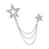 Men's Star Brooch Lapel Pin Badge Hanging Chains Brooches for Career Suit Tuxedo of Shirts Tie