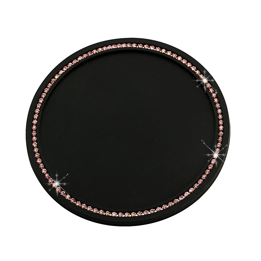Car Cup Holder Coaster Round Waterproof Heat Insulation Rhinestone Inlaid Easy Clean Cups Mats for Ladies Men Girls