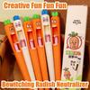 4pcs Funny Carrot Press Type Black Quick Dry Gel Pen High Value Creative Stress Relief Writing Tool for Study Office School