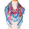 with Tassel Printed  Wraps Sun Protection Flower Triangle Headband Bohemia Lace Scarf  Four Seasons