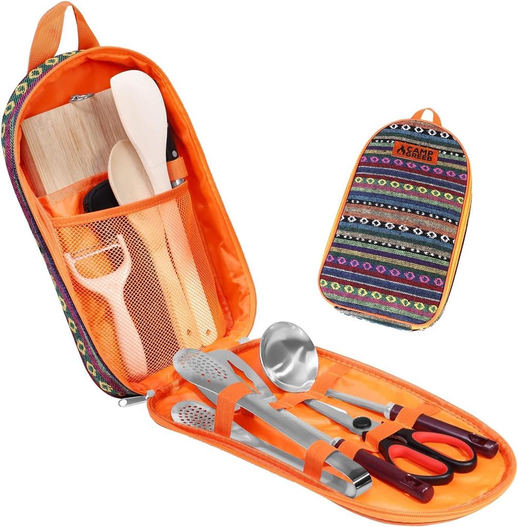 Camp Greaves Cookware Set, 14-Piece Camping and Outdoor Cooking Tool Set (Ethnic Design)