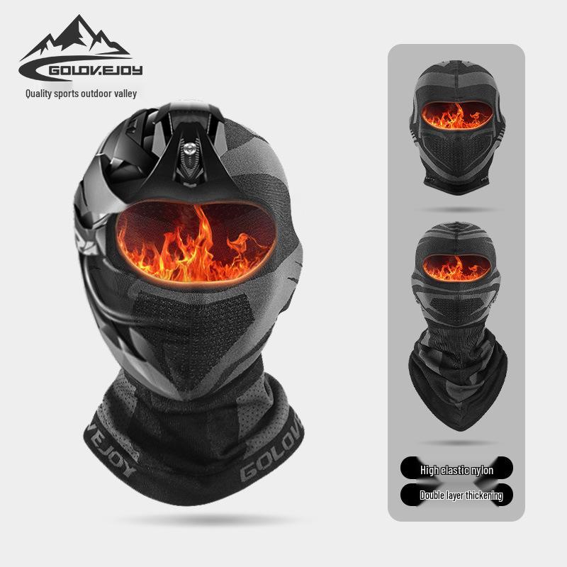 Zimní cyklistická pokrývka hlavy Unisex: Dvouvrstý fleece, Větruodolný, Ochrana uší, Teplá obličejová maska DTJ20