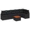 VidaXL Ensemble de sofa jardin 7 pièces avec coussins Noir Poly Rattan Acacia 3347842