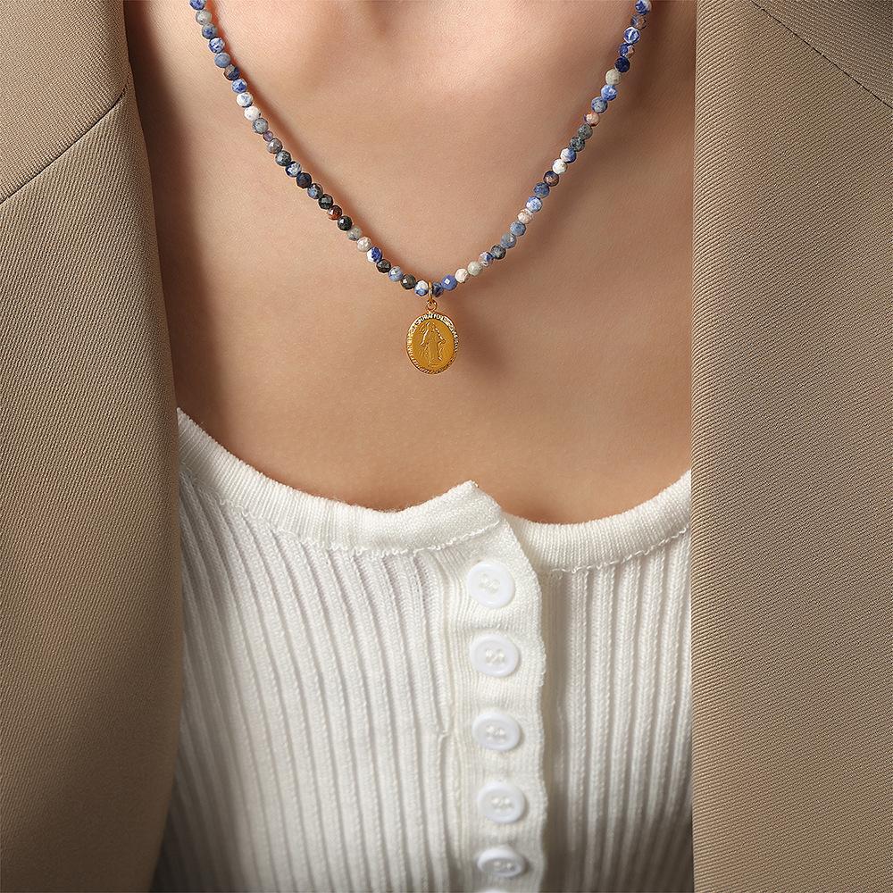 

Натуральный камень Круглый Бусины Овальный Бренд Рельеф Портрет Подвеска Цепь Майяра Темперамент Универсальные Ювелирные Изделия Женщины