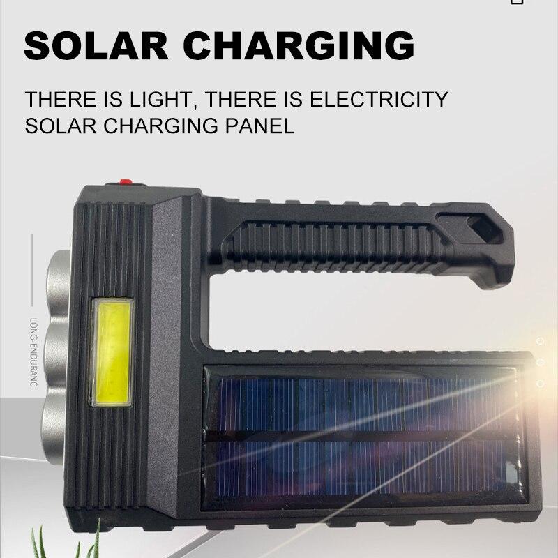 Bulbs Solar 8LED Charging Handheld Flashlight USB Charge Portable Lamp 4 Bright Lighting Modes Outdoor Camping Searchlight