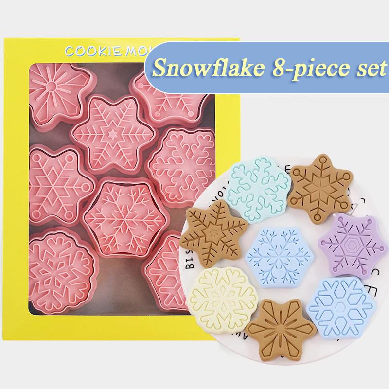 8 Buc/set Tăietori de Crăciun pentru Biscuiți Ștampilă Moș Crăciun Fulg de Nea Om de Turtă Dulce Embosator pentru Biscuiți Formă Decor Petrecere Anul Nou Instrumente de Copt