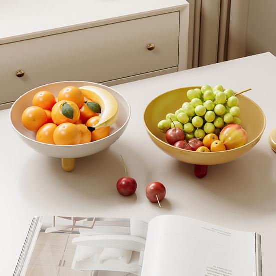 Frutero para encimera de cocina, Cesta de almacenamiento de plástico grande con soporte, Bol de servir multifuncional para centro de mesa de mesa de comedor