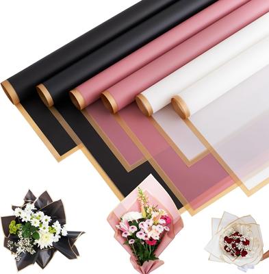 20 sztuk/opakowanie Papier do pakowania kwiatów Złota granica Róża Koreański styl Półprzezroczysty Opakowanie prezentów Materiał do pakowania bukietów florystycznych