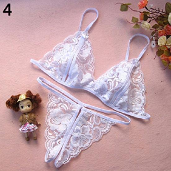 Women's Sexy Lace Open Crotch Thongs G-string Top Underwear Bra Set Sleepwear