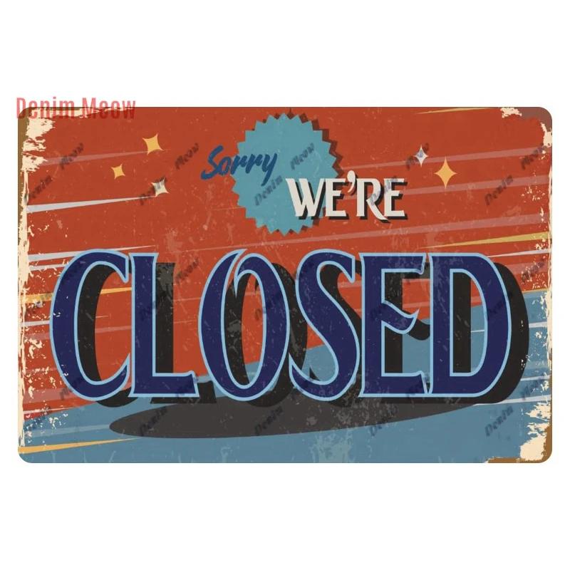 Vintage Open/Closed Wall Sign,retro Bar Open Metal Tin Plaque, Come in, Welcome Wall Decor, for Bar Club,Man Cave Poster, WY279