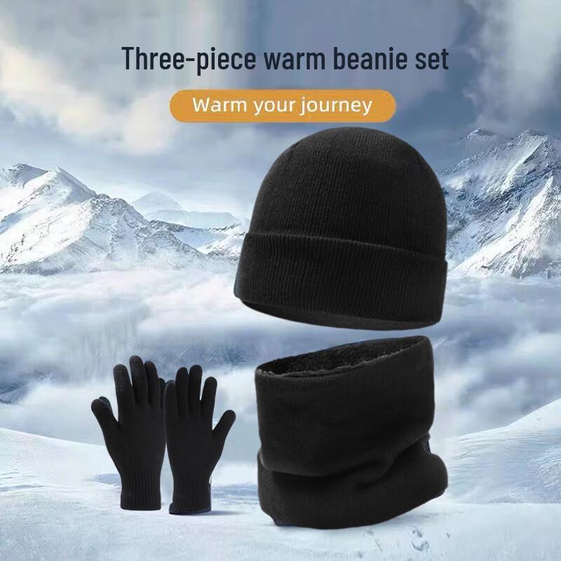 Zhishi Winter Warm Knit Hat, Scarf, and Gloves Set
