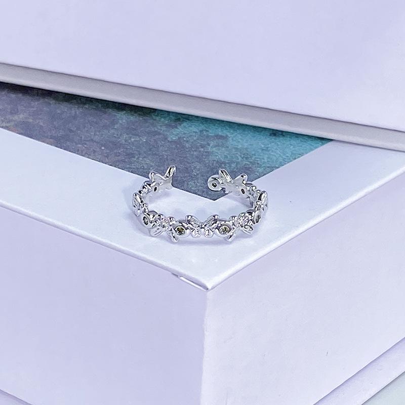 Light Luxury Color Treasure Cool Feeling Green Super Fairy Super Flash Full Diamond Inlaid Zir*****Pening Ring Small Cool Senior Ring Woman