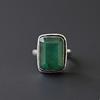 Szmaragdowy Pierścionek Statement, Biżuteria ze Srebra Próby 925, Minimalistyczny Pierścionek z Kamieniem Szlachetnym w Stylu Boho, Ręcznie Robiony Pierścionek Zaręczynowy