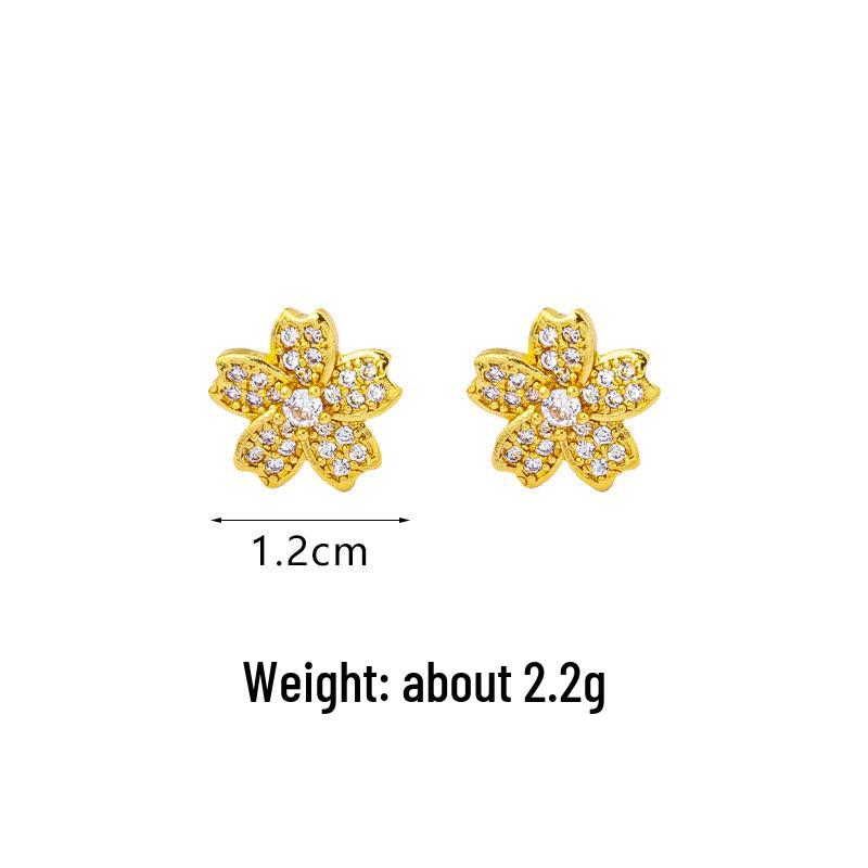 Vietnamese Zircon Star Flower Stud Earrings - Light Luxury Style with Long-lasting Color Retention