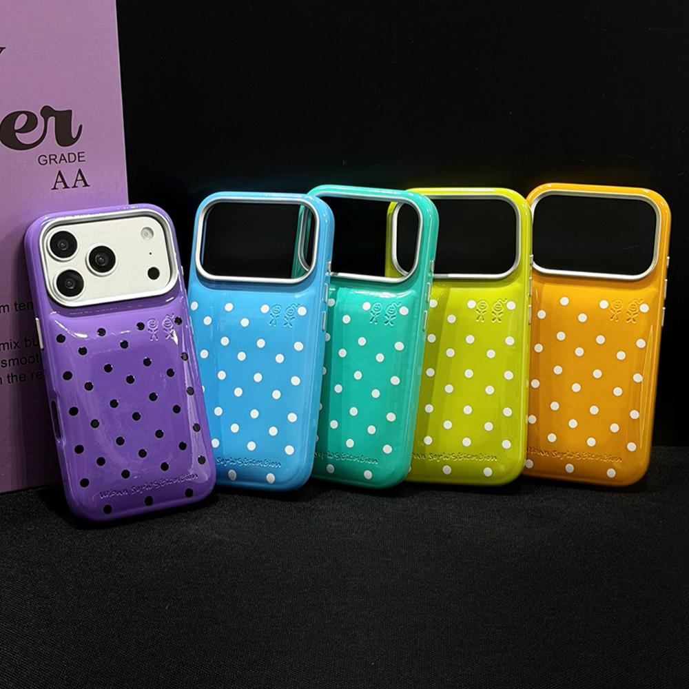 Candy Color PU Leather Puffer Polka Dots Phone Case For 16 17 Pro Max 17Pro 16Pro Shockproof Hard Protection Back Cover