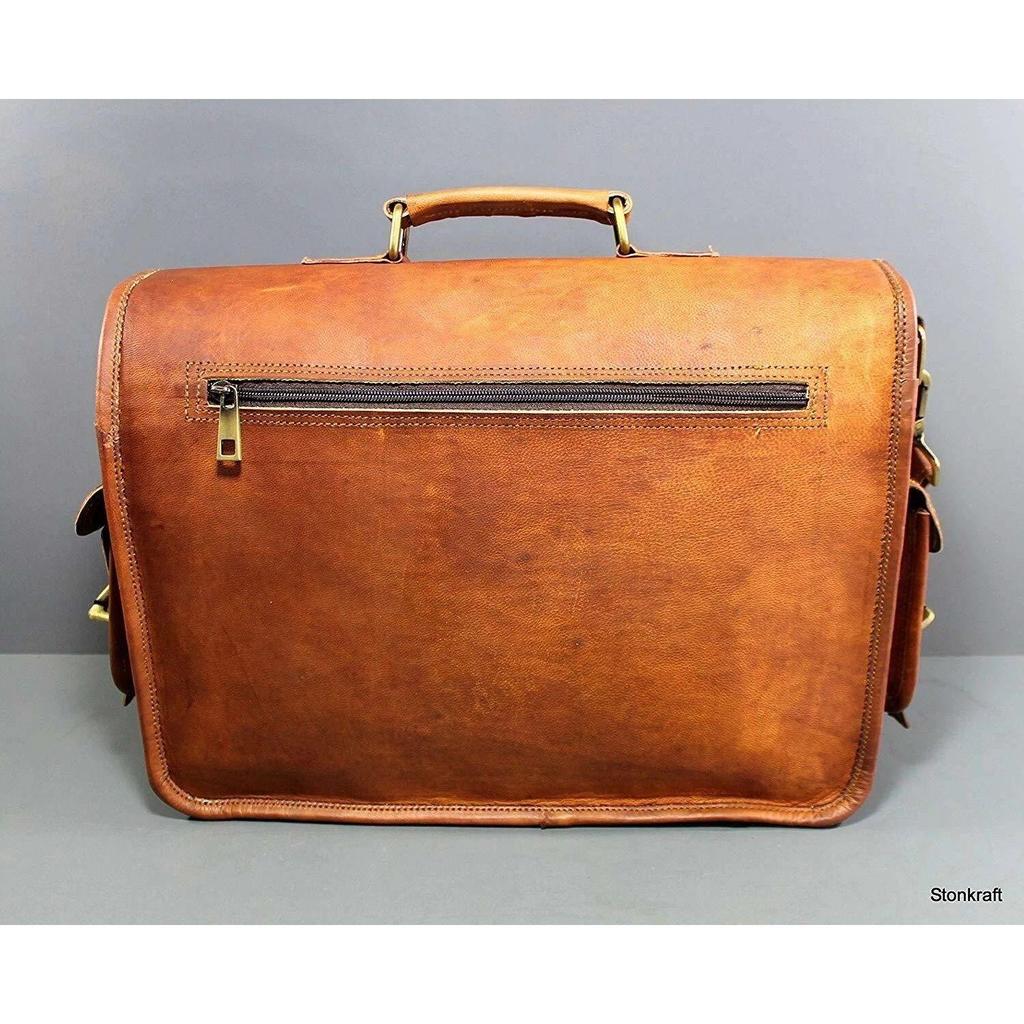 Bag Leather Vintage Laptop Messenger Shoulder Men's Genuine Men Brown Briefcase
