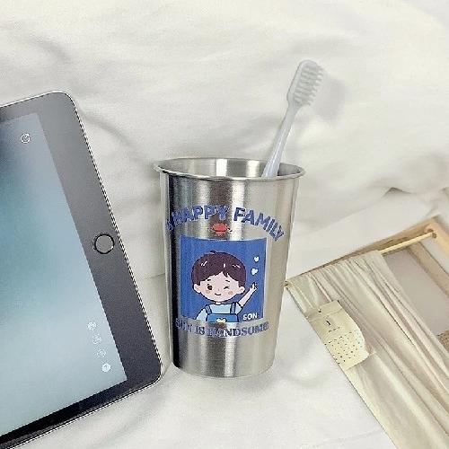 Question Mark Boys and Girls Thickened Anti-fall Stainless Steel Couple Toothbrush Cup Simple Mouthwash Cup Creative Wash Cup