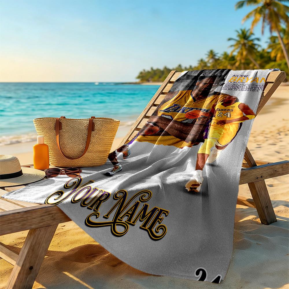 Kobe Customize Your Name Beach Towel Quickdry Soft Microfiber For Beach Bathroom Outdoor Swimming Pool Camping Picnic Yoga Diving Vacation Accessories