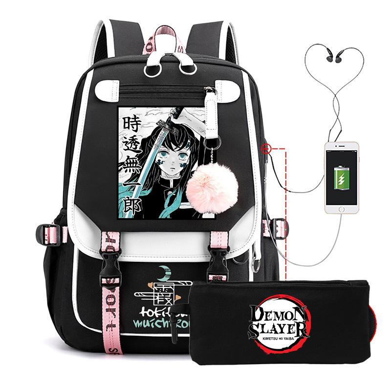 Anime School Bag Tokitou Muichirou Peripheral Backpack Set Student Pencil Bag