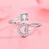 Japan and Korea Hollow Heart-shaped Open Ring, Women's Sweet Diamond-set Love Index Finger Ring, Trendy Fashion Jewelry