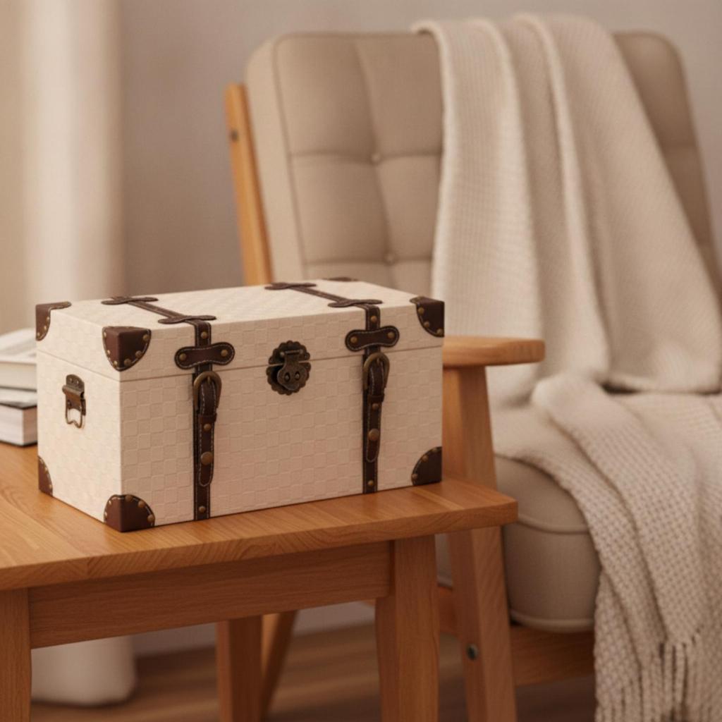 Vintage Storage Box Retro Decorative with Handles Rustic for Bedroom
