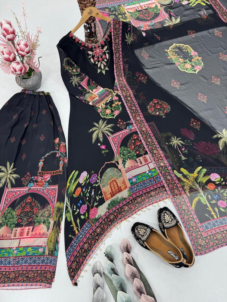 Damen Designer Georgette Fancy Salwar Anzug Indisch Pakistanisch Bollywood Salwar Kameez