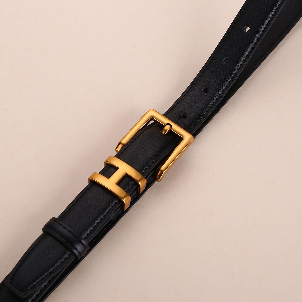New H-Style Women's Genuine Leather Belt: Trendy, High-End, Versatile Decorative Waistband - European and American Design